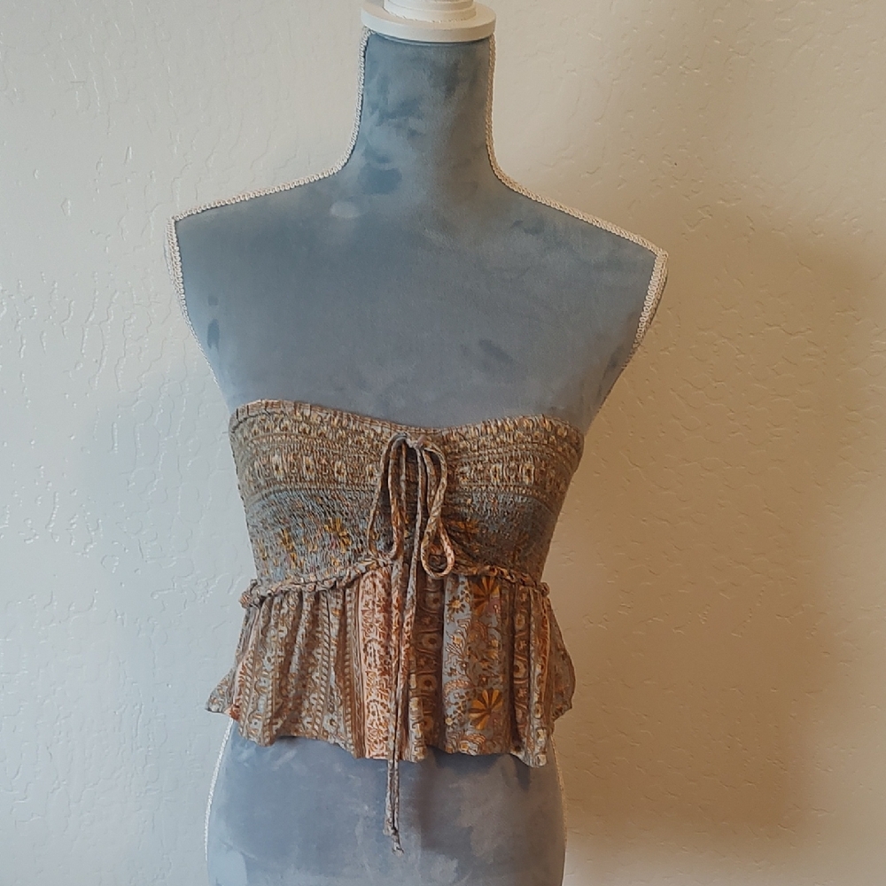 Bohemian Strapless Brown Top